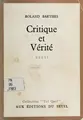 Cover image for Critique et vérité