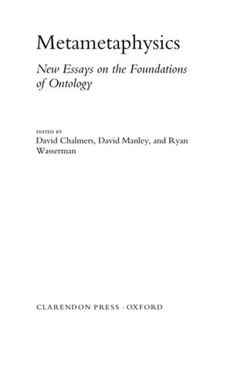 Metametaphysics: new essays on the foundations of ontology cover