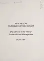 Cover image for New Mexico wilderness study report