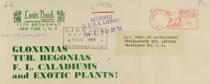 Cover image for Gloxinias, tub. begonias, f. l. caladiums and exotic plants!
