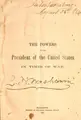 Cover image for The powers of the President of the United States in times of war