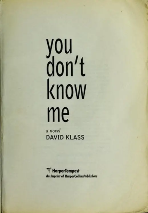You don't know me: a novel cover