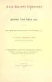 Cover image for Anti-slavery opinions before the year 1800