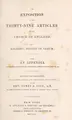 Cover image for Exposition of the Thirty-nine articles of the Church of England