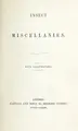 Cover image for Insect miscellanies ...