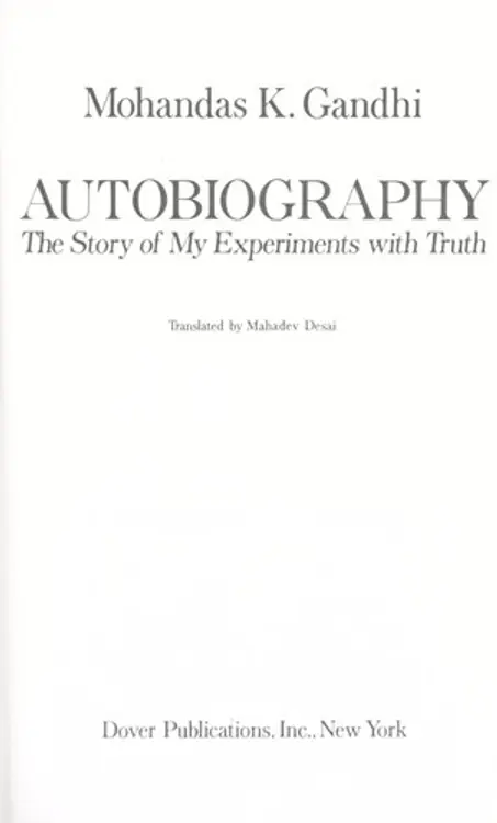 An autobiography: the story of my experiments with truth cover