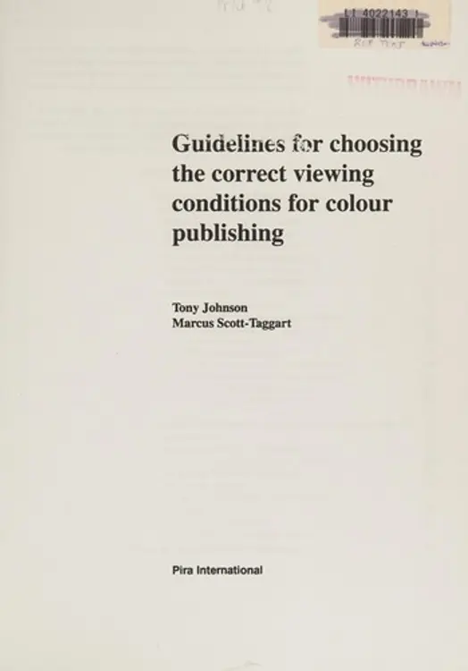 Guidelines for Choosing the Correct Viewing Conditions for Colour Publishing cover