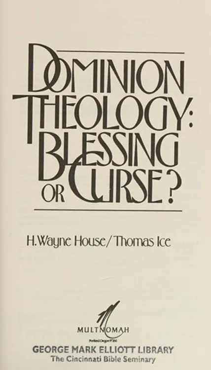 Dominion theology, blessing or curse? cover
