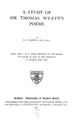 Cover image for A study of Sir Thomas Wyatt's poems
