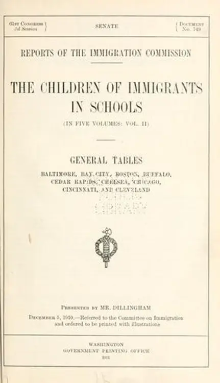 Reports of the Immigration Commission. cover