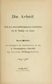 Cover image for Die Arbeit, nach den moral-philosophischen Grundsätzen des hl. Thomas von Aquin