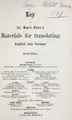 Cover image for Key to Dr. Emil Otto's Materials for translating English into German
