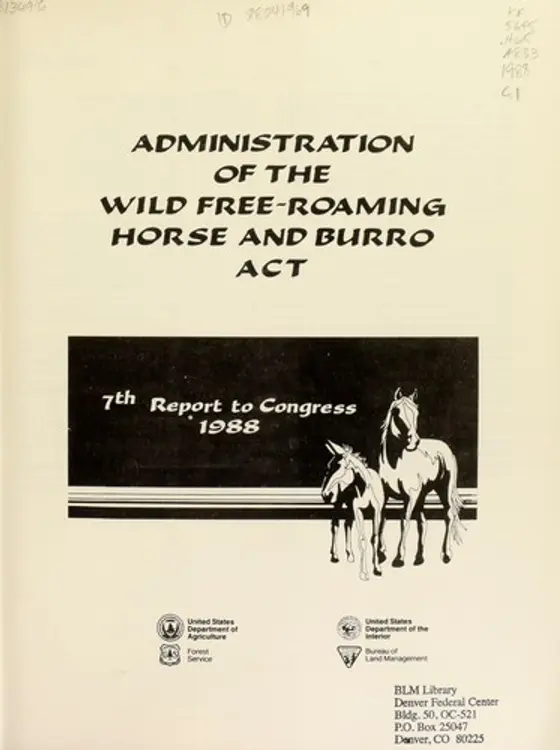 Administration of the Wild Free-Roaming Horse and Burro Act: 7th report to Congress, 1988 cover