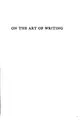 Cover image for On the art of writing
