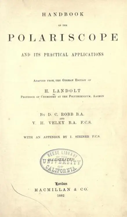 Handbook of the polariscope and its pracitcal applications cover