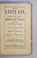 Cover image for The Lusiad, or, Portugals historicall poem