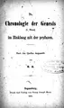 Cover image for Die Chronologie der Genesis (I. Mosis) im Einklang mit der Profanen