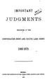 Cover image for Important Judgments Delivered in the Compensation Court and Native Land Court, 1866-1879