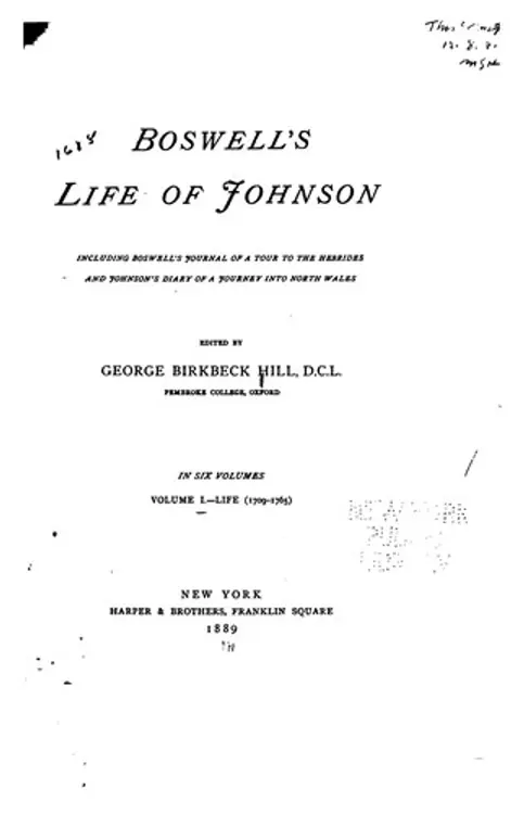 Boswell's Life of Johnson: Including Boswell's Journal of a Tour of the ... cover