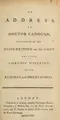 Cover image for An address to Doctor Cadogan, occasioned by his Dissertation on the gout and other chronic diseases: with remarks and observations. [Anon.]