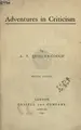 Cover image for Adventures in criticism