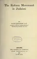 Cover image for The reform movement in Judiasm