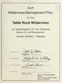 Cover image for Draft wilderness management plan for the Table Rock Wilderness
