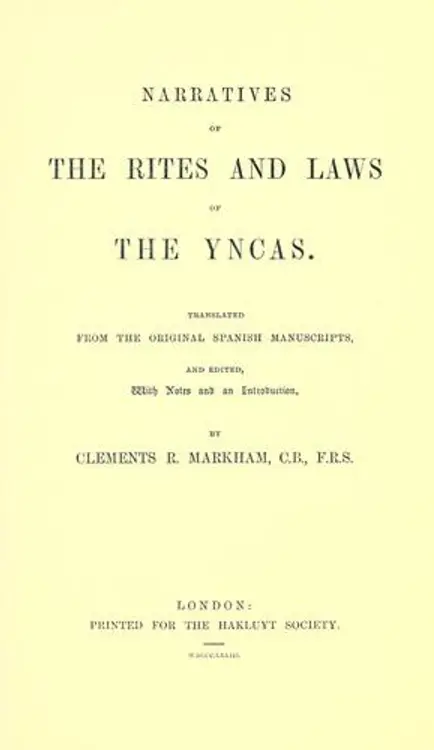 Narratives of the rites and laws of the Yncas cover