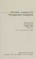 Cover image for Decision analysis for management judgment
