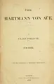 Cover image for Ãber Hartmann von Aue.