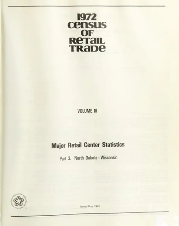 1972 census of retail trade. cover