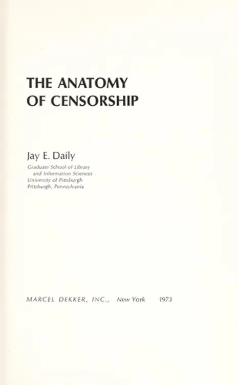The anatomy of censorship cover