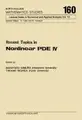 Cover image for Recent Topics in Nonlinear Pde IV (North Holland Mathematics Studies, No 160)