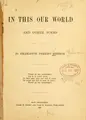 Cover image for In this our world, and other poems