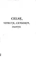 Cover image for Celse, Vitruve, Censorin, (Oeuvres complètes), Frontin, (Des aqueducs de Rome)