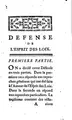 Cover image for Défense de l'esprit des loix, à laquelle on a joint quelques éclaircissemens