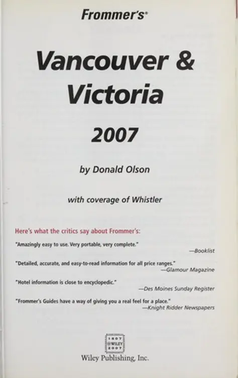 Vancouver & Victoria 2007: with coverage of Whistler cover