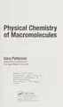 Cover image for Physical chemistry of macromolecules