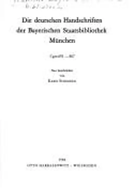 Die deutschen Handschriften der Bayerischen Staatsbibliothek München. cover